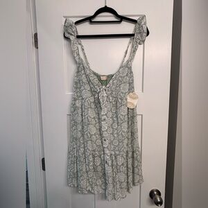 NWT Altar'd State Green and White Floral Dress - Size Large